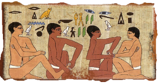Papyrus montrant la reflexologie en Egypte ancien.